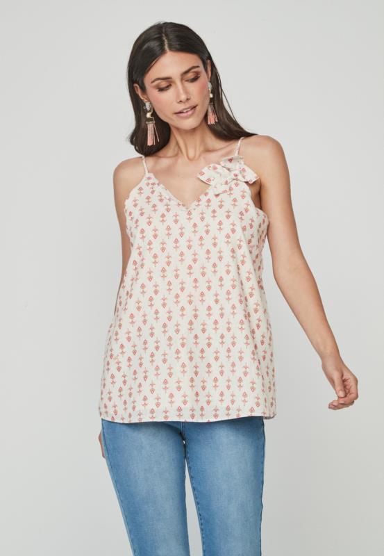 TOP ANCHO BEIGE Y CORAL