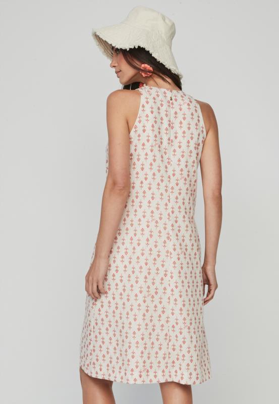 CHALECO LARGO BEIGE Y CORAL